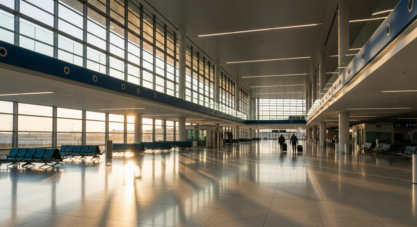 International airport terminal departure hall